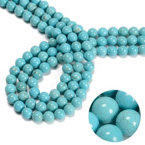 Chaîne de perles rondes lisses bleu turquoise 8 mm 15,5 pouces - Product Image 4