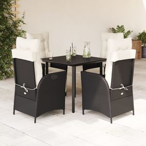 Set da Pranzo da Giardino in Rattan Nero per 4 Persone, Resistente alle Intemperie, Design Contemporaneo - Product Image 1