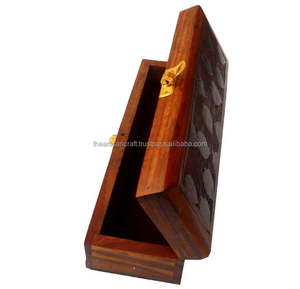 Stylish <b>Wooden</b> Chain <b>Box</b> with <b>Lid</b> Artisan <b>Wooden</b> Chain <b>Box</b> for Home Decor Organizer Flower Decor - Product Image 6