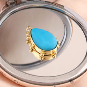 Ensemble de connecteurs de breloques en laiton plaqué or 18 carats, en forme de poire, avec cabochon turquoise bleu, fait main, avec perles et pierres 14x20mm, prix de gros - Product Image 4