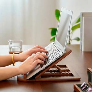 Wooden Adjustable Laptop Stand <b>Foldable</b> Notebook Holder Ergonomic <b>Desk</b> Riser for Home Office Study - Product Image 2