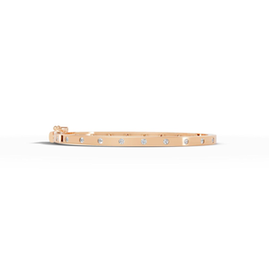 Bracelet minimaliste en or 14 carats avec diamant de laboratoire 0,75 ct, clarté EF VVS, serti à plat, bracelet jonc articulé, bijoux empilables - Product Image 1