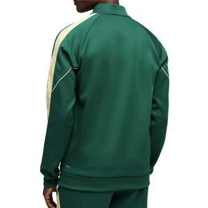Chaqueta Deportiva Verde para Hombre con Cierre, Manga Raglán, Color Sólido, Transpirable, Tejida, Corte Regular, Cuello Alto, para Otoño - Product Image 3