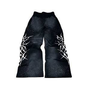 Pantalon de jogging ample et évasé pour homme en molleton de coton épais délavé à l'acide, style vintage streetwear - Product Image 1