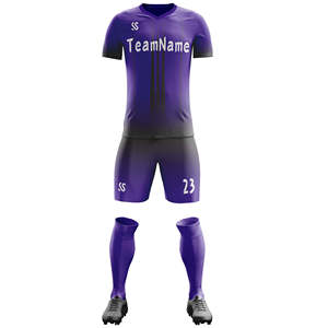 Custom Purple Yellow Soccer Jersey Set V-Neck Short Sleeve Sublimated Breathable Unisex Adult Team Apparel - Product Image 1