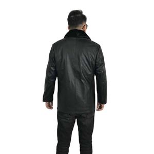 Veste noire avec logo personnalisé en cuir confortable fabriquée par Stitchmode Veste en cuir 2025 de haute qualité pour hommes - Product Image 4