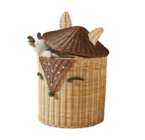 Cesta de Almacenamiento de Mimbre Fox con Tapa, Organizador de Juguetes de Animales del Bosque Tejido, Contenedor de Ropa Sucia de Mimbre para Guardería Infantil - Product Image 3