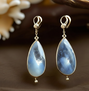 Boucles d'oreilles en labradorite |   Pierre précieuse de forme poire |   Argent sterling 925 plaqué or 18 carats |   Boucles d'oreilles pendantes de 5 pouces |   Cadeau pour elle - Product Image 3
