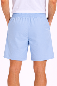 Pantalones cortos casuales de verano para hombre, color azul cielo, ligeros, transpirables, con cintura elástica y cordón, ajuste cómodo, tela ligera y transpirable - Product Image 3