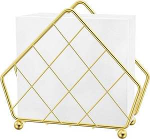 Creative 2 Slot Iron Napkin <b>Holder</b> with Round Base Rose Gold Copper Paper Dispenser Stand for <b>Kitchen</b> Countertop Napkin <b>Holder</b> - Product Image 3