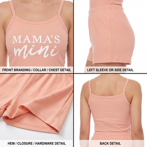 Ensemble deux pièces côtelé en polyester et coton avec logo personnalisé, débardeur et short, respirant, durable, séchage rapide, vêtements de sport et de détente pour filles Thapur - Product Image 4