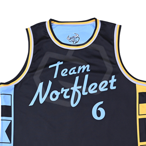 Camiseta de Baloncesto Sublimada Personalizada al por Mayor para Hombre, Negra, Azul y Amarilla, Transpirable, de Poliéster, Uniforme de Equipo para Adultos, Ropa Deportiva - Product Image 5