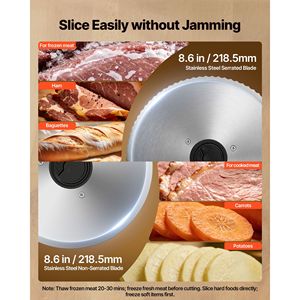 Affettatrice Elettrica per Alimenti da 8,6 Pollici, 2 Lame in SUS420, Potenza 200W, Doppio Blocco di Sicurezza, Tritacarne Regolabile da 0,6 Pollici - Product Image 3