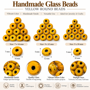 Perles en verre jaunes vieillies en forme de pneu, style vintage, pour la fabrication de bijoux, composants artisanaux, fournisseur en gros - Product Image 6