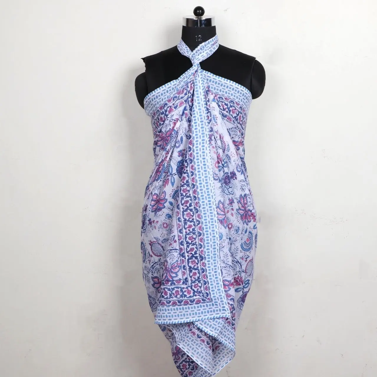 Sarung katun buatan tangan dekoratif katun pantai Pareo dicetak sarung berenang memakai syal gaun katun pakaian renang disesuaikan OEM