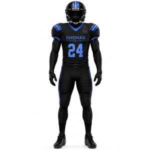 Uniforme de football américain personnalisé haut de gamme pour hommes, manches courtes, 100% polyester, respirant et à séchage rapide, logos personnalisés - Product Image 1
