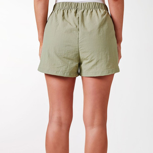 Olive Green Hooded Jacket Shorts <b>Set</b> Solid Color Casual Wear Breathable Summer Outfit for Women - Product Image 3