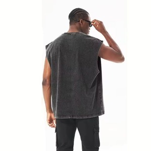 Camiseta sin mangas oversize de algodón lavado, cuello redondo, tejido casual, ajuste cómodo para mujer - Product Image 1