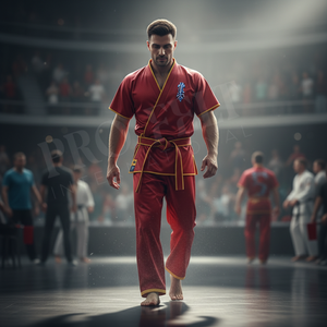 Uniforme de Artes Marciales Rojo Tradicional con Bordado a Mano de Pedrería Personalizado, Traje de Kung Fu y Karate Moderno y Elegante, OEM ODM - Product Image 3