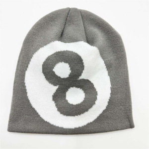 Custom Lightweight Comfortable Oversized <b>Knitted</b> <b>Beanies</b> Men Women Wool/Cotton Other Letter Jacquard Casual Warm - Product Image 5