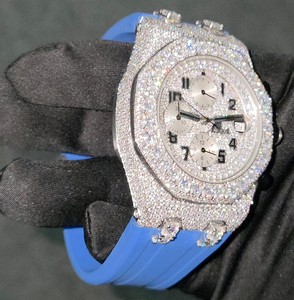 Maa Uma Creation Custom Moissanite <b>Watches</b> Analog Quartz Unisex Elegant Rubber Belt - Product Image 3