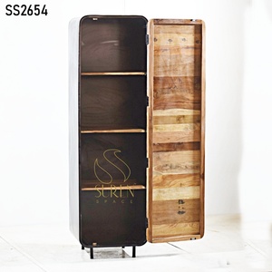 Eco-Friendly Reclaimed Wood Living Room Cabinet Iron Frame-Farmhouse Style Modern Industrial Design 1 <b>Drawer</b> for Gym Hospital - Product Image 2