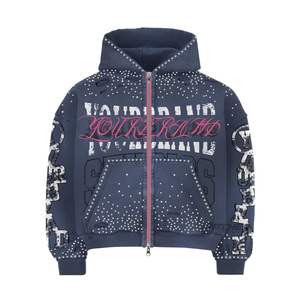 Hoodie 100% coton, poids lourd 500 g/m², coupe ample, logo personnalisé, effet délavé, pour homme, unisexe, streetwear - Product Image 3