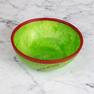 Bol décoratif en résine polie fait main – Bol de service écologique à bord vert et rouge pour la décoration de la cuisine et de la salle à manger - Product Image 1