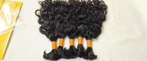 Extensiones de Cabello Humano Indio Rizado Natural Negro Sedoso para Trenzas, Doble Capa, Cabello Virgen Indio a Granel - Product Image 3