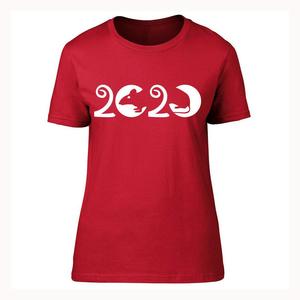 T-shirt décontracté pour femme, rouge, motif rat 2020, col rond, manches courtes, logo imprimé, tissu jersey respirant, pour le printemps et l'été - Product Image 1