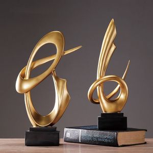 Conjunto de Esculturas Abstractas Modernas en Dorado, Pieza de Arte Decorativa para el Hogar, Ecológica, de Aluminio, para Graduación, Decoración de Mesa de Sala de Estar - Product Image 1