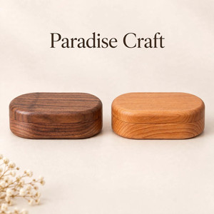 Natural Wood Jewelry <b>Storage</b> <b>Box</b> with <b>Hinged</b> <b>Lid</b> Velvet Lined Ring Slots and Accessory Tray - Product Image 6