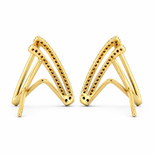 Pendientes de Diamantes Cultivados en Laboratorio con Corte Redondo, Doble Hilera en Forma de V, en Oro de 10K, 14K, 18K, Plata 925 y 935 - Product Image 4