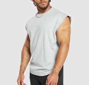 Camiseta Deportiva sin Mangas para Hombre, Mezcla de Algodón, Cuello Redondo, Chaleco Atlético para Gimnasio, Correr, Entrenamiento, Secado Rápido, Transpirable - Product Image 6