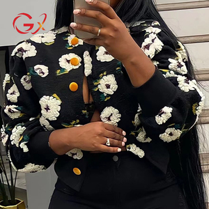Veste en fausse fourrure tricotée pour femme, motif floral, manches longues, coupe ample, manteau d'hiver décontracté et chaud, longueur courte - Product Image 3