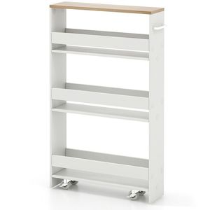 Carrello portaoggetti stretto e mobile con ripiani aperti per cucina, bagno e soggiorno - Product Image 5