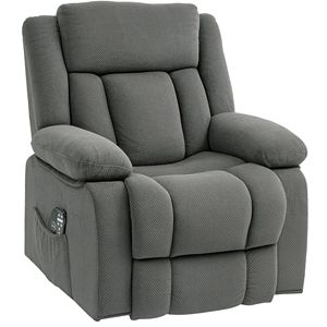 Fauteuil Électrique Gris avec Fonction Inclinaison et Massage Chauffant pour Personnes Âgées, USB et Housse Amovible avec Poches Latérales - Product Image 1