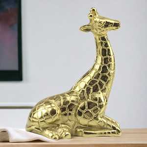 26.5cm H X 10cm W X 20cm L Golden Aluminium Giraffe Figurine Handmade Eco-Friendly Tabletop <b>Decor</b> Modern Design Living Room - Product Image 4