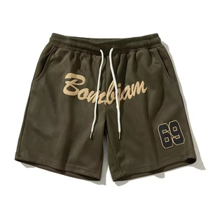 Conjunto de Pantalones Cortos con Estampado Puff Personalizado para Hombre, Sudadera Vintage con Efecto Desgastado y Lavado Ácido, Pantalones Cortos Deportivos con Estampado Puff 100% Algodón - Product Image 1