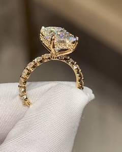 4.5 Carat Elongated Radiant Cut Diamond Engagement <b>Ring</b> for Women | Hidden Halo <b>Solitaire</b> Wedding <b>Ring</b> Gold Plated IGI Certified - Product Image 4