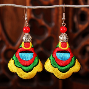 Wholesale Chinese Vintage Ethnic Cloth Embroidered Beaded <b>Earrings</b> - Product Image 4