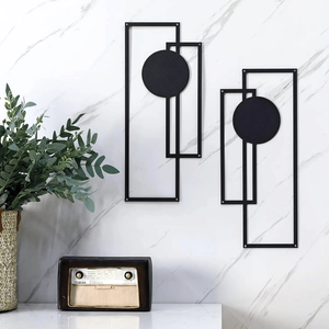 CIFbuy Set di decorazioni murali in ferro con linee astratte moderne e minimaliste, realizzate a mano, in bianco e nero, per soggiorno, camera da letto, regalo di Halloween - Product Image 1