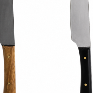 Cuchillos de Cocina Plateados y Negros con Mangos de Madera Marrón y Remaches Negros para Cortar Carne y Preparar Alimentos Diariamente - Product Image 6