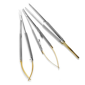 Ensemble de micro-pince à aiguilles, ciseaux et pincettes Castroviejo en acier inoxydable, instrument chirurgical manuel de précision réutilisable - Product Image 1