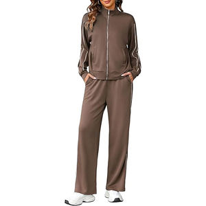 Chándal Degradado Ombre para Mujer, Mezcla de Algodón y Spandex, Diseño con Degradado de Color, Chaqueta con Cuello Alto y Cierre Completo - Product Image 1