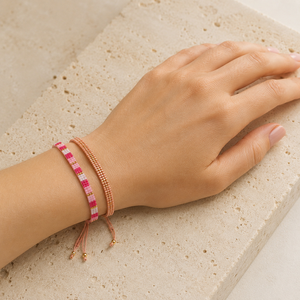 Handmade Trendy Seed <b>Bead</b> <b>Bracelet</b> Set Women Adjustable Pink Peach Gold Boho Friendship <b>Bracelets</b> for Party Custom Wholesale - Product Image 5