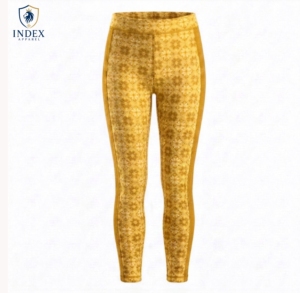 Leggings Deportivos de Cintura Alta para Mujer, Marca Index Apparel, Estampado Floral Amarillo, Tejido Elástico, para Yoga y Entrenamiento - Product Image 1