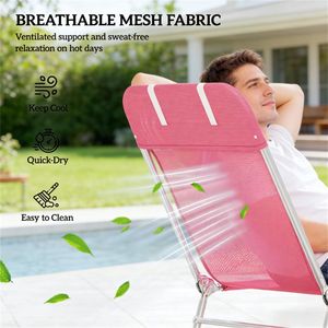Sedia a Sdraio Pieghevole Rosa per Prendere il Sole in Spiaggia, Terrazza o Cortile - Product Image 2