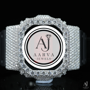 AARVA JEWELS นาฬิกาเพชรสแตนเลสสตีลสุดหรู ตัวเรือนทรงสี่เหลี่ยม 42 มม. จอแสดงผลดิจิตอล กันน้ำ สำหรับทุกเพศ - Product Image 1