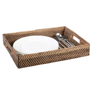 Bandeja de Servir de Ratán Premium Hecha a Mano con Asa de Madera Sólida, Mimbre Natural Ecológico para Té, Café, Comedor, Diseño Rústico - Product Image 5